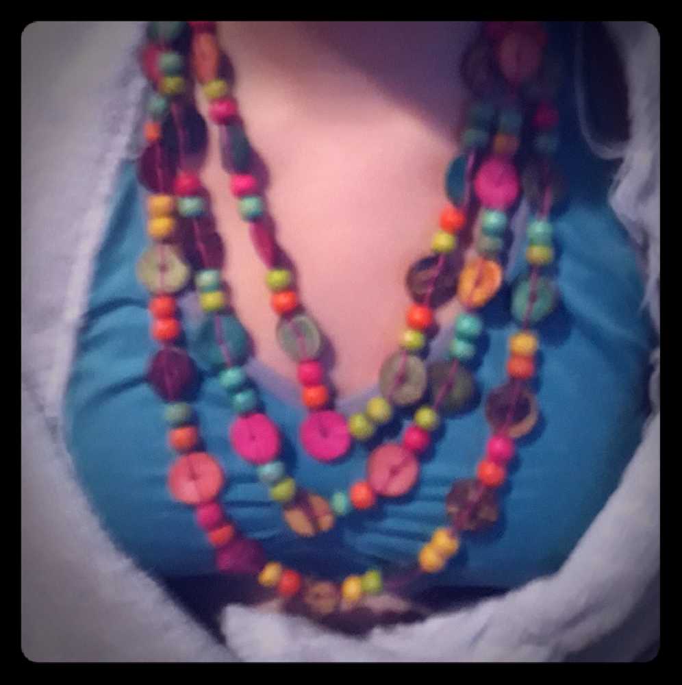 Multi colored three tier necklace